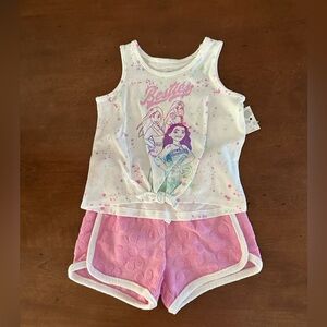 Disney Princess Besties licensed paint splatter tie front tank and terry shorts
